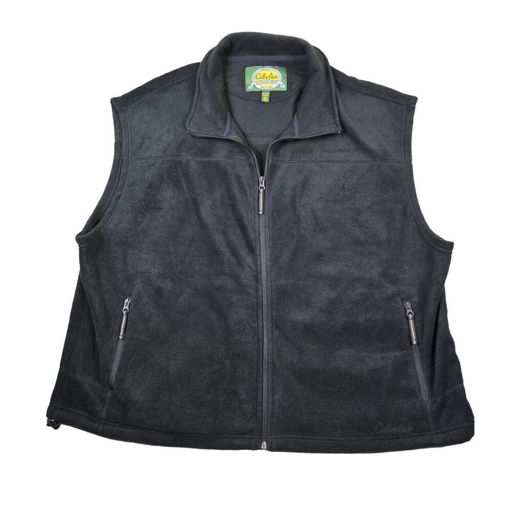 Cabela's Fleece Vest Jacket Men's XXL Black Outdoors Winter Soft Hiking Camping‎